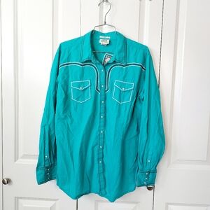 Ariat Teal Rosario Western Pearl Snap Shirt Embroidered Anita Bonita Cross XXL